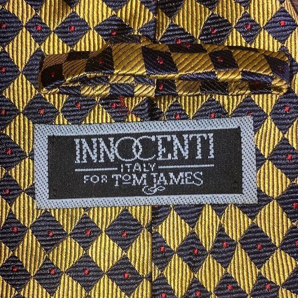 INNOCENTI Italy for Tom James NECK TIE Yellow Blue & Red 100% SILK - Picture 4 of 7